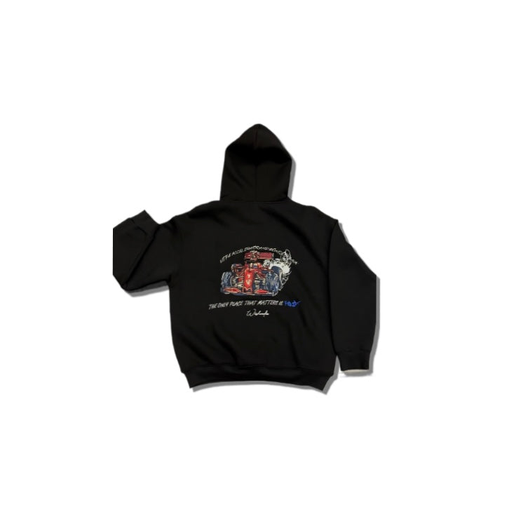 Sweat à capuche ample noir surdimensionné F1