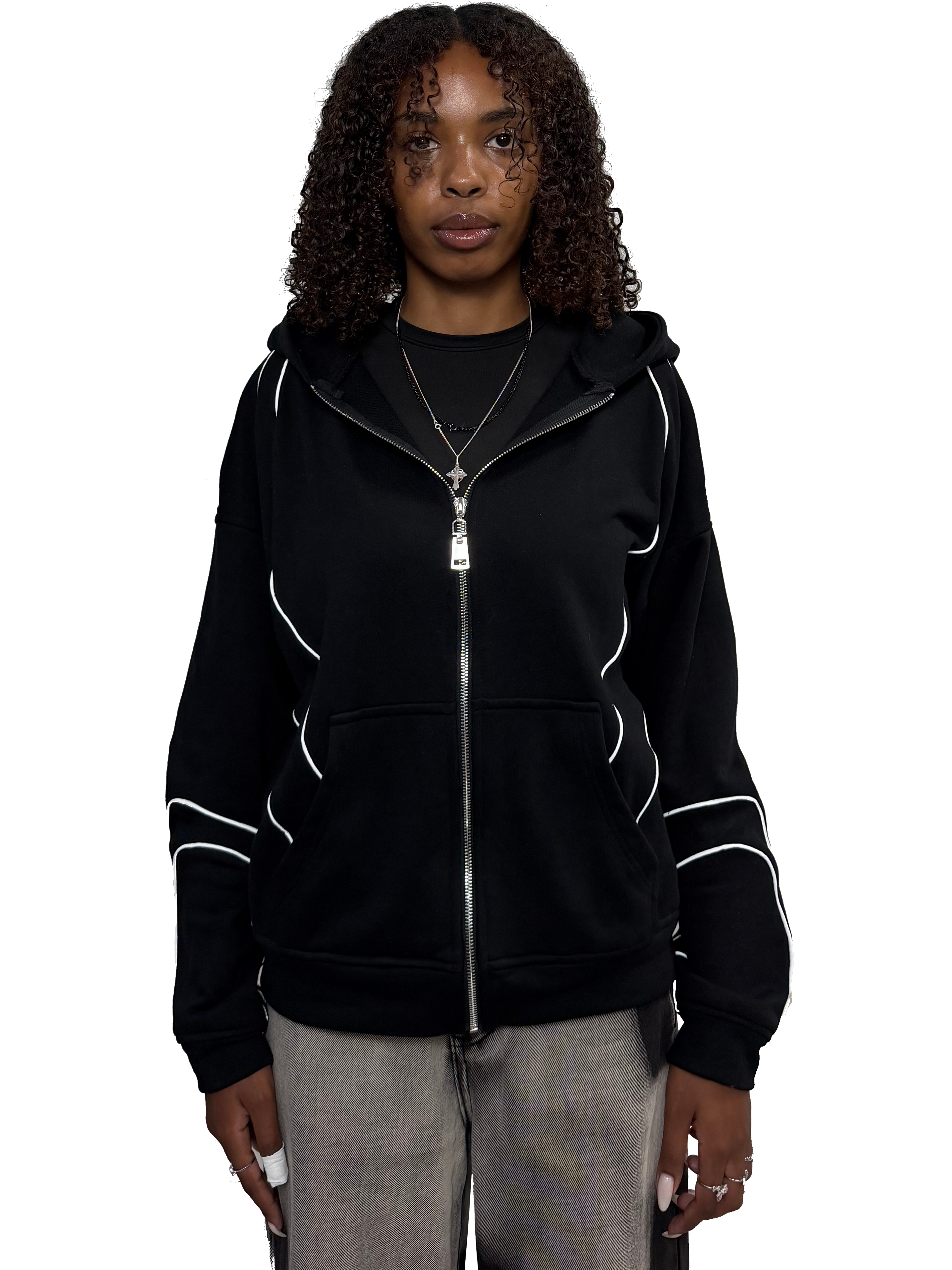 BLACK REFLECTIVE ZIP UP(wcc03)