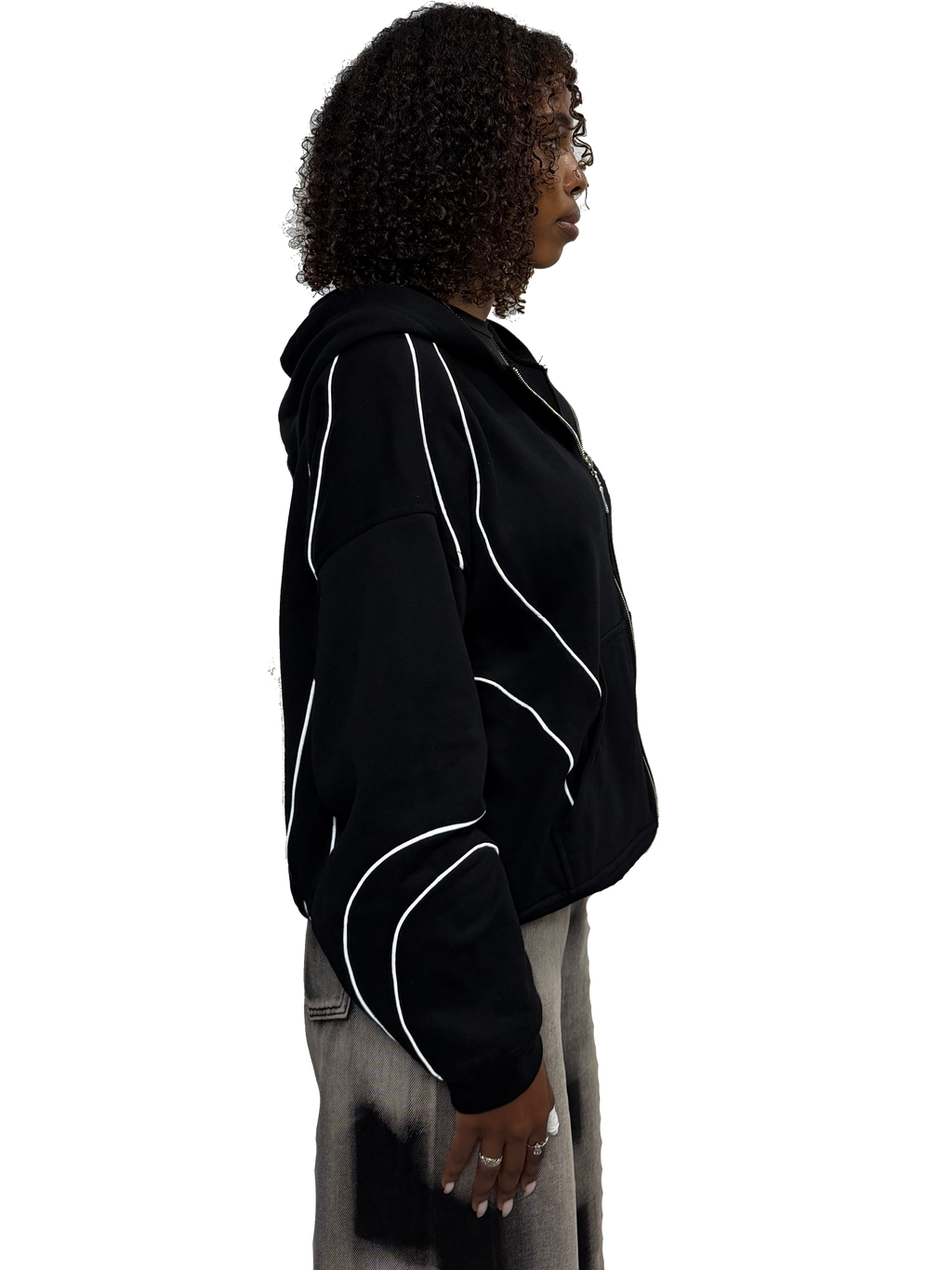 BLACK REFLECTIVE ZIP UP(wcc03)
