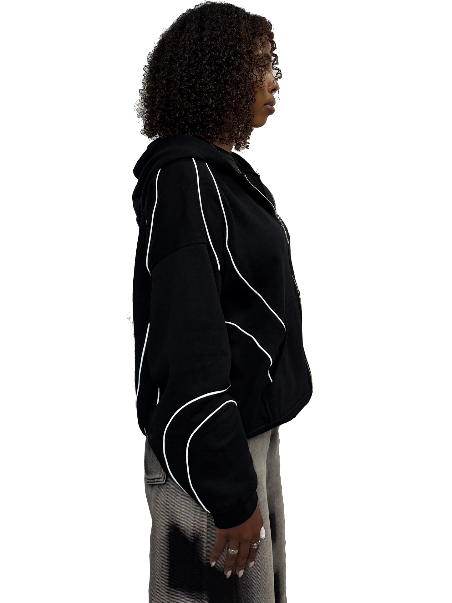 BLACK REFLECTIVE ZIP UP