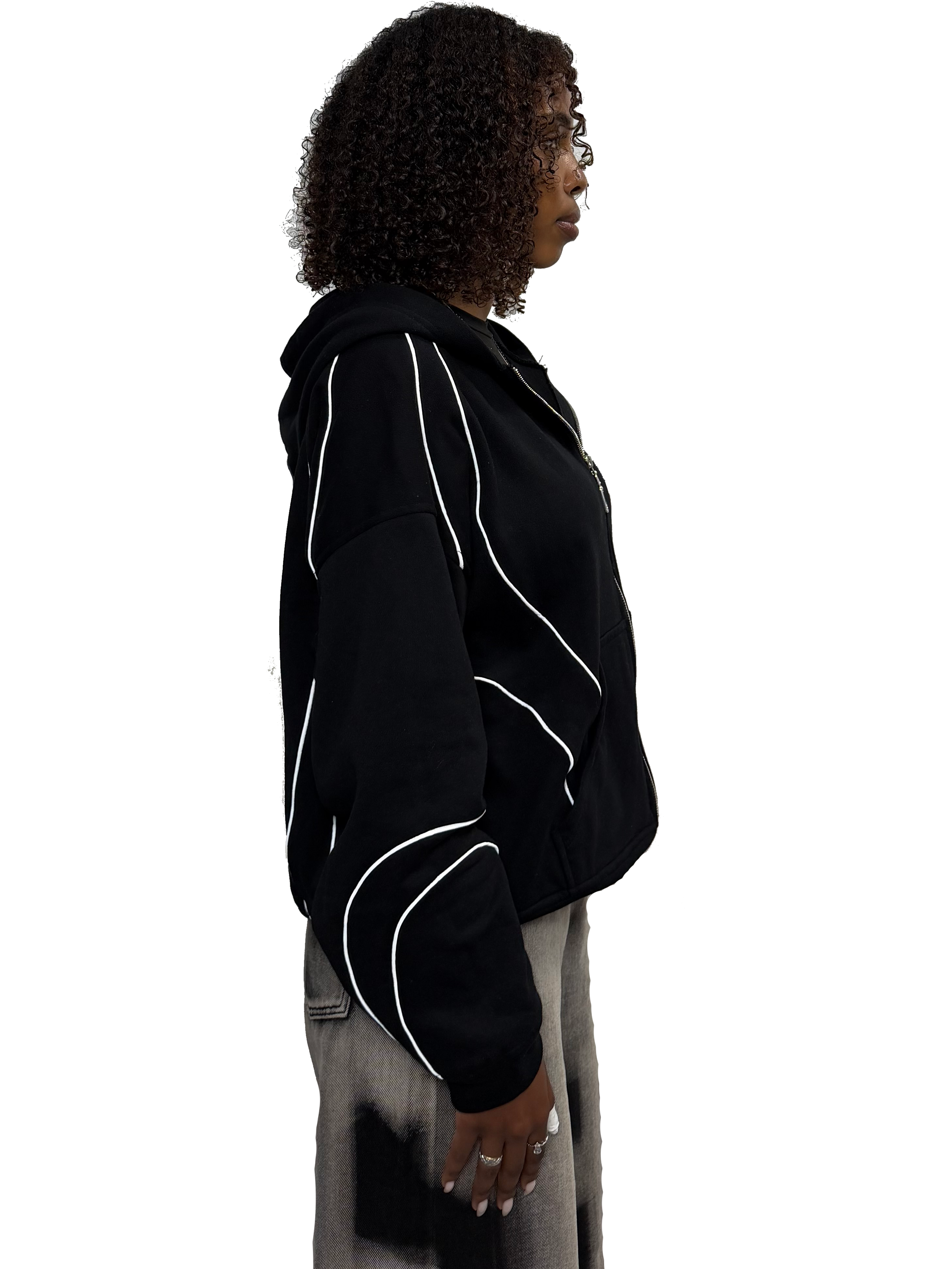 BLACK REFLECTIVE ZIP UP(wcc03)