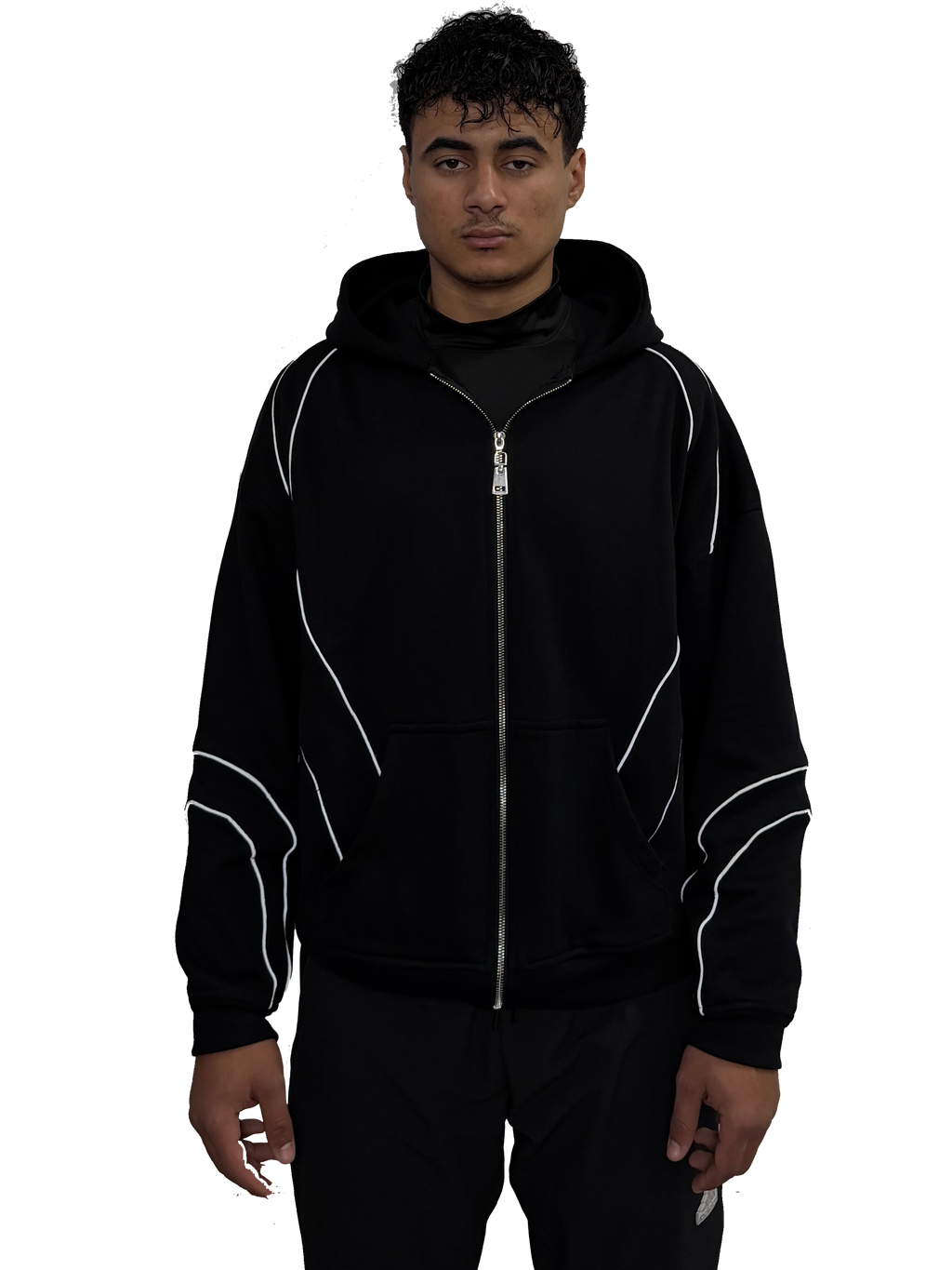 BLACK REFLECTIVE ZIP UP(wcc03)