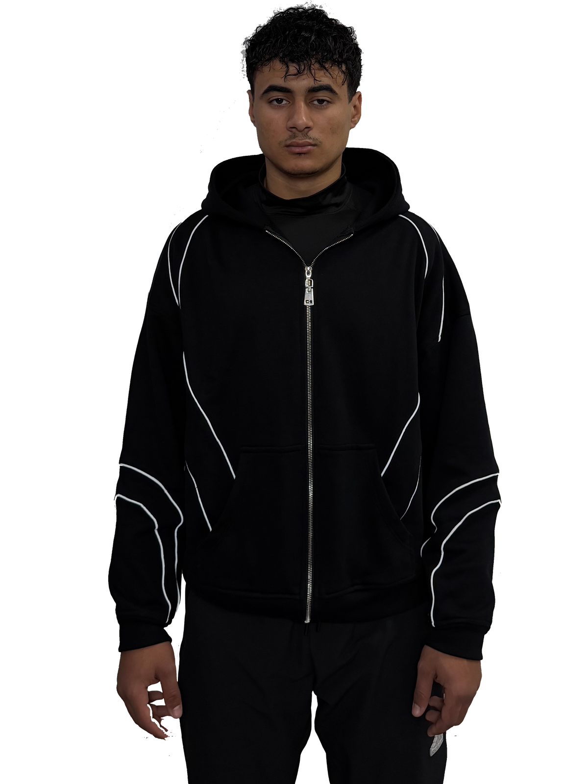 BLACK REFLECTIVE ZIP UP(wcc03)