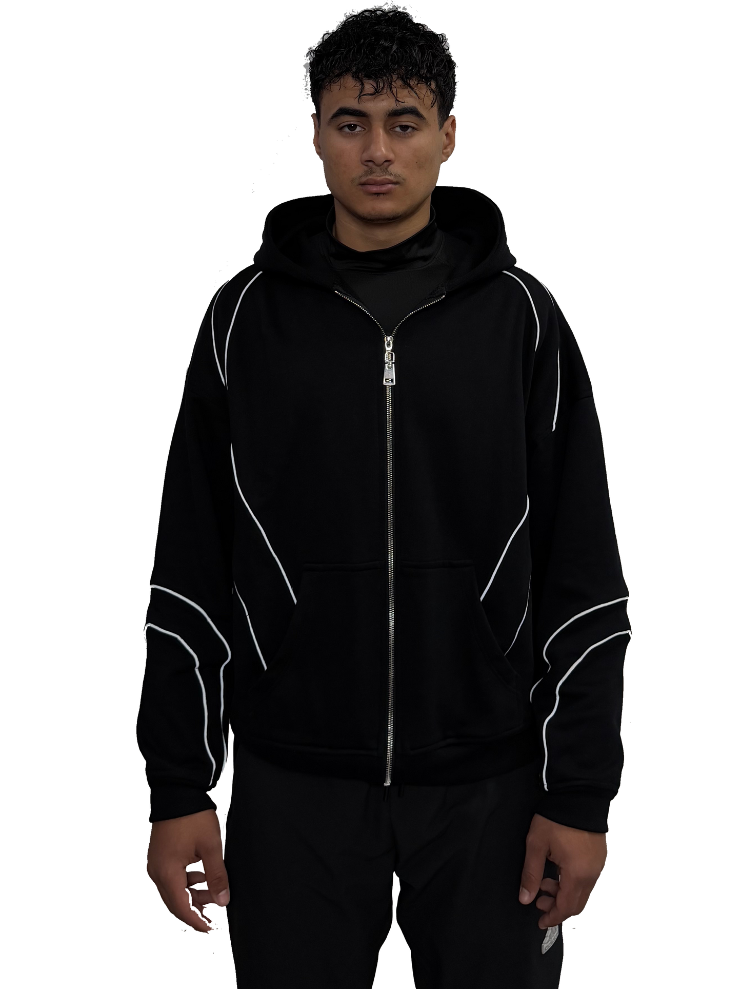 BLACK REFLECTIVE ZIP UP