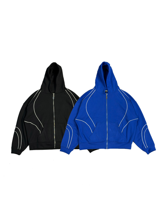 Pack Black+Blue zip up reflective hoodies